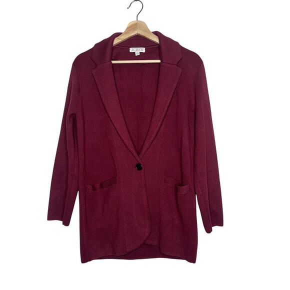 J. Crew Sweaters - J.Crew Cecile Relaxed Sweater Blazer Pockets Burgundy Red/Maroon Size XS
